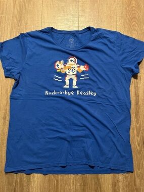 Buffalo Bills Blue Pixelated Graphic Football Tee - 'Rock-a-bye Beasley” size 2X